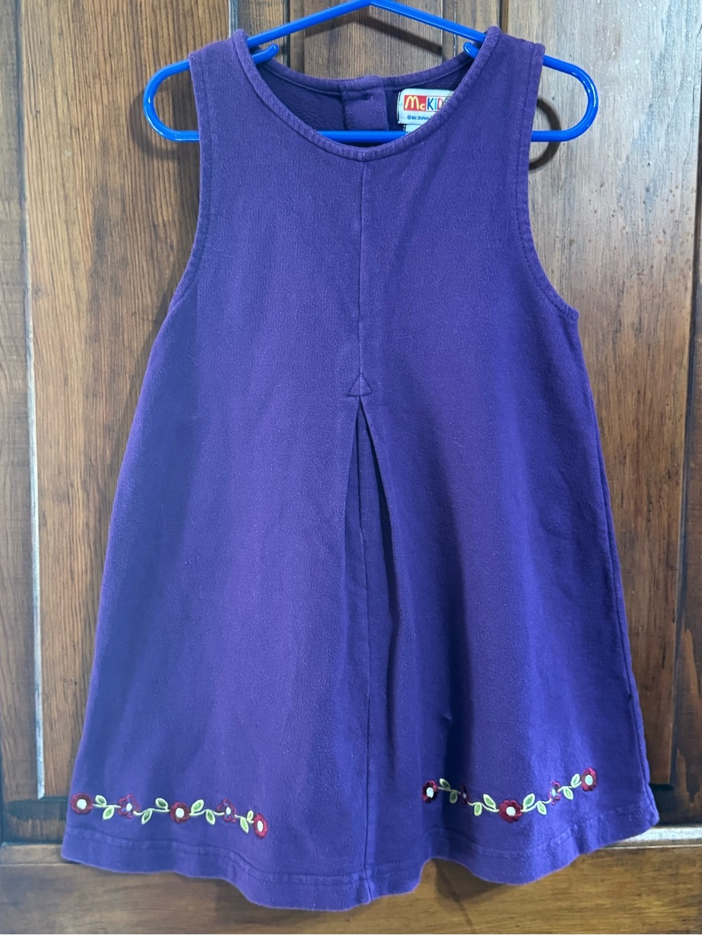 Vintage McKids Purple Dress with Floral Embroidery Size 4T